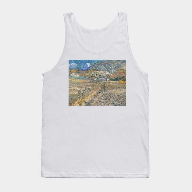 Landscape at Saint-Remy (Enclosed Field with Peasant) by Vincent van Gogh Tank Top by Classic Art Stall